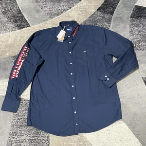 Resistol Shirt Men XL Blue Western Button Down Rodeo USA Logo Embroidery NEW - Picture 1 of 12