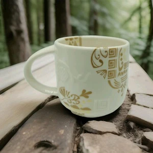 Starbucks Coffee Mug Cup White Gold Embossed Porcelain Anglaise Neuve 2012 - Picture 1 of 6
