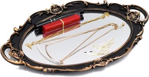 Funerom Vintage 36.8 x 25.4 cm dekorative Spiegel Tablett, Oval Vintage Gold - Bild 1 von 5