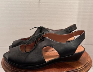 L'Amour Des Pieds Damen Leder Keilsandalen schwarz Größe 9,5 M zum Binden - Bild 1 von 9