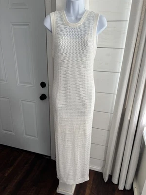 Express Dress Womens Small White Knit Crochet Maxi Lined Resortwear Beach - Image 1 of 4