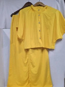 Knallgelbes Crop Top und Hose Jump Suit mit weitem Bein Damen Größe XL Stretch leicht - Bild 1 von 13