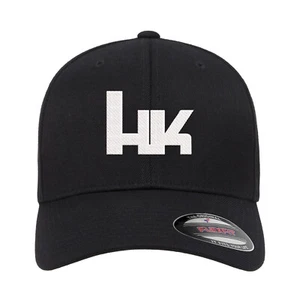 Heckler & Koch HK Logo Embroidered Flexfit Fitted Ball Cap Black Navy Olive Red - Picture 1 of 12