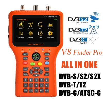 DVB-S2X/T2/Kabel TV Signal Finder Digital HD Satelliten Finder Messgerät+Kompass - Bild 1 von 4