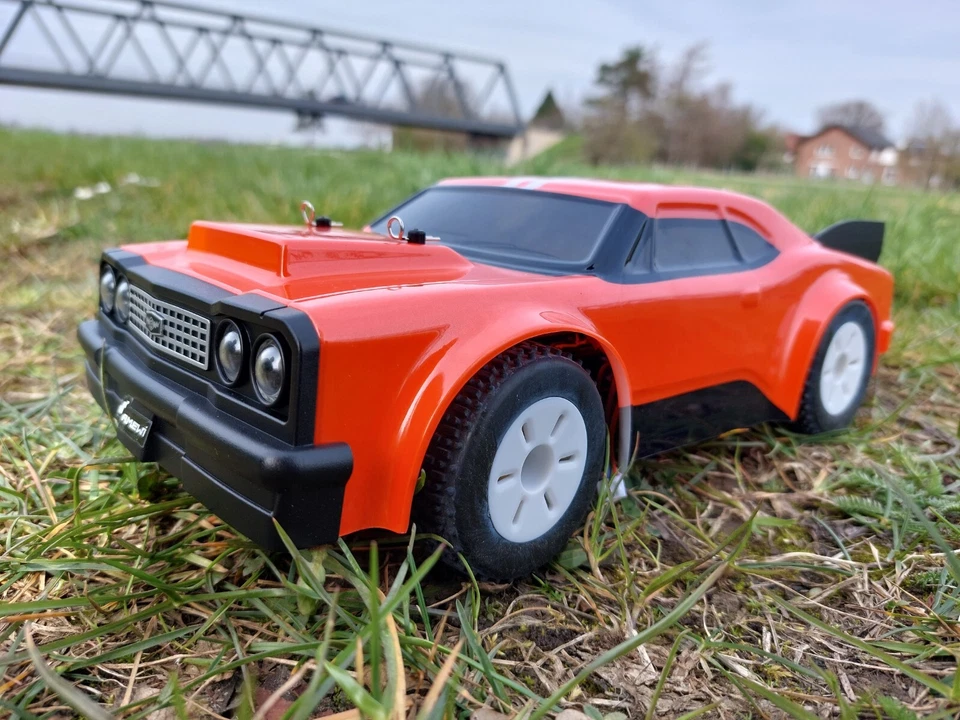 RC Auto Drag Racer brushed 4WD 1:16 RTR orange mit Aufklebern 30km/h schnell - Bild 1 von 4