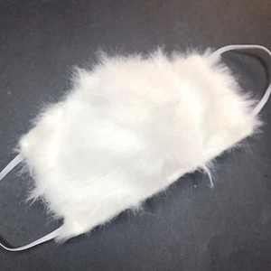White Monster Fur Face Mask Cat Halloween Costume Animal Fuzzy Dog Bird Rave Psy - Picture 1 of 9