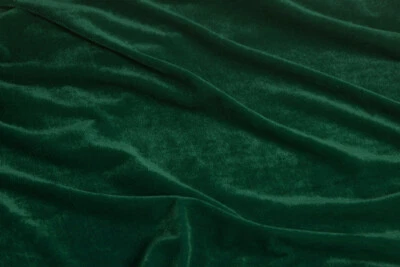Bottle Green Luxurious Quality Soft Velour Velvet Stretch Dress Fabric Material