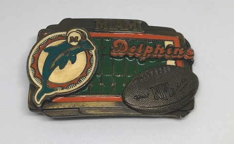 Miami Dolphins Classic Logo Belt Buckle NFL Licensed Football Made in USA Cover