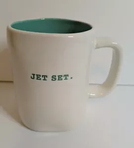 Tazza da caffè Rae Dunn "Jet Set" collezione artigianale magenta avorio teal viaggio - Foto 1 di 7