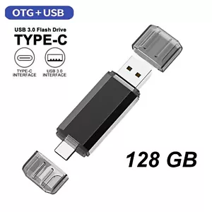 Type C Flash Drive 128GB 2 in 1 OTG USB 3.0+USB C Memory Stick Thumb Drive - Picture 1 of 9