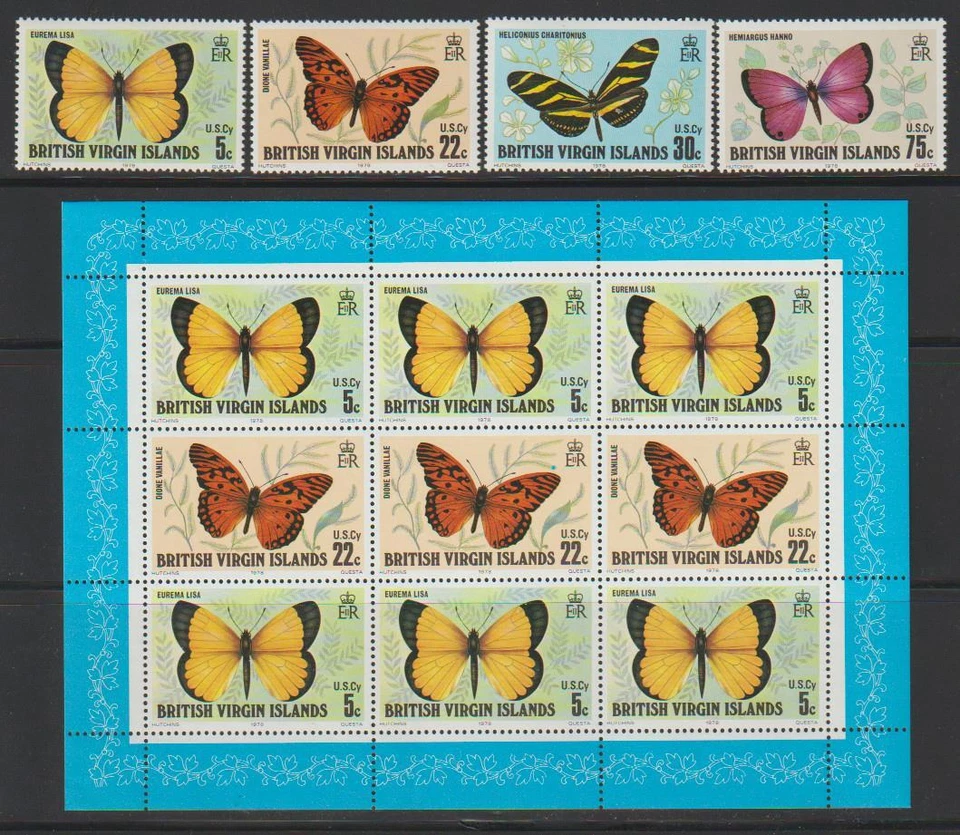 英国维尔金群岛邮票 1978 年蝴蝶 SS + REG MNH - MISC24-20 — 第 1/1 张图片