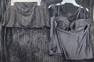 Tankini negro inteligente y sexy 36D con aros Flyaway + pantalones cortos Catalina L - Imagen 1 de 5
