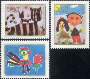 Yugoslavia 1974 Children's Paintings/Art/Cat/Bird/Joy of Europe 3v set (n25849) - Picture 1 of 1