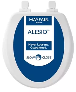 MAYFAIR 864SLOWB 000 Alesio II Toilet Seat will Slow Close, Never Loosen Round - Picture 1 of 4
