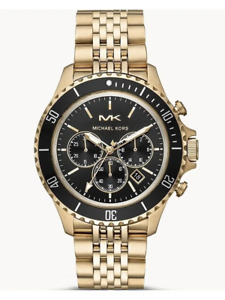 Michael Kors MK8726 Mens Bayville CHRONOGR Gold Tone Black Stainless Steel Watch