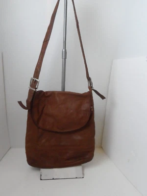 KENNETH COLE REACTION Brown Leather Hobo Shoulder Bag Crossbody Purse 13 x13 x2 - Image 1 of 4