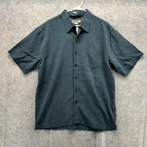 Quiksilver Shirt Men Large Black Casual Button Down Rayon Pocket Short Sleeve - Picture 1 of 13