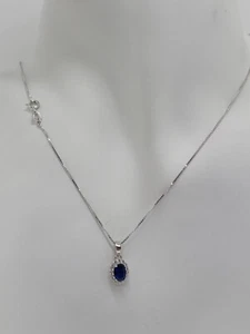 COLLANA E CIONDOLO DA DONNA CON CRISTALLO BLU E ZIRCONI IN  ARGENTO 925 (0402) - Foto 1 di 8