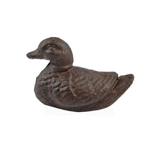Small Cast Iron Duck Figurine Statue Garden Pond Decor Paperweight Rustic Brown - Picture 1 of 6