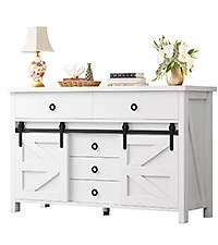 TAUS Farmhouse Dresser for Bedroom with 5 Drawers Wood Rustic Dresser Organizer - Image 1 of 4