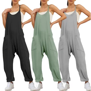 Women's Casual Jumpsuit Strappy Overalls Bib Pants Loose Romper Bodysuit Baggy - Picture 1 of 51