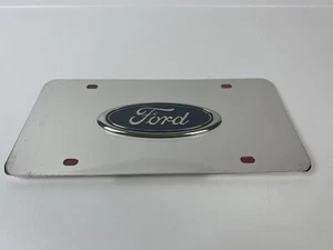 Ford Emblem Chrome/Silver and Blue Autogold License Plate 3D Engraved Logo New - Picture 1 of 5