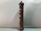 Chinese Antique Rosewood Carved Exquisite Clouds Statue Storing Incense Tube Box