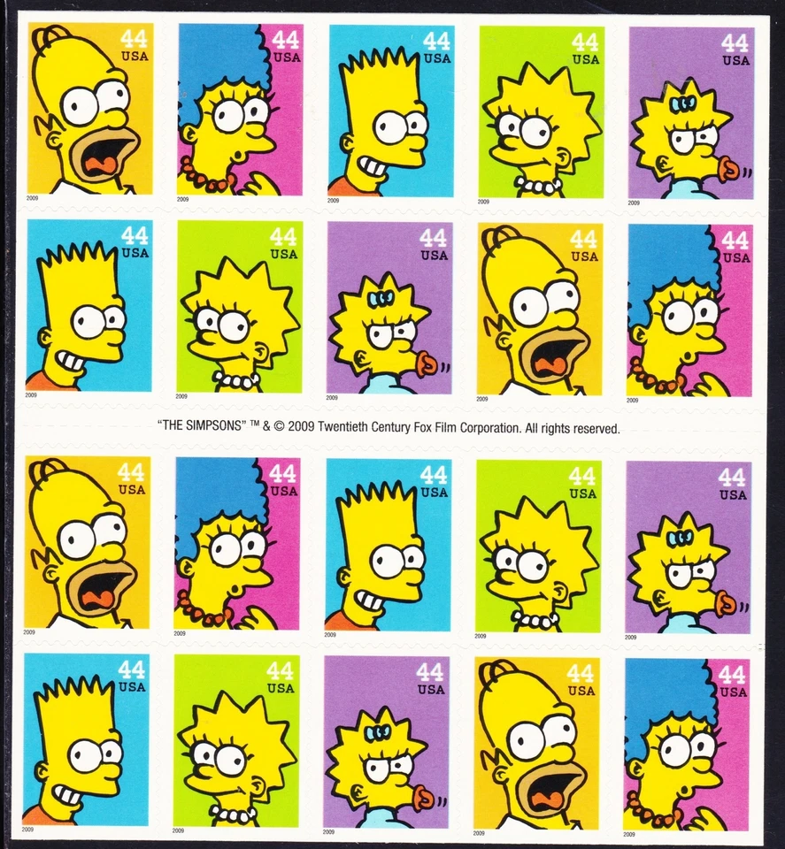US #4403b MNH Booklet 2009 Simpsons Bart Homer Lisa Marge Maggie [S11111 BC253] - Image 1 of 2