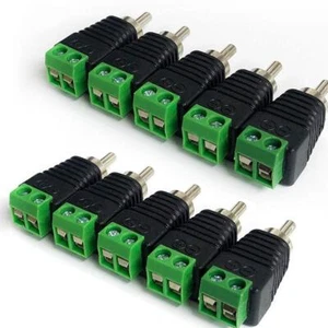 10pcs of Speaker Wire Cable to Audio RCA Male Connector Adapter Plug Jack` X1D1 - Picture 1 of 7