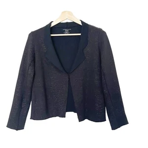 Chaqueta Blazer Majestic Filatures Paris Mujer Talla 1 Tejida Negra Brillo Borde Crudo - Imagen 1 de 11