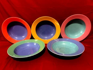 Lindt Stymeist Colorways Set Of 5 Rimmed Pasta/Soup Bowls 9" - Picture 1 of 1