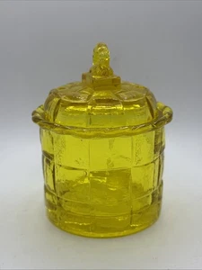Viking Glass Country Craft Ashley Yellow Basket Weave Sugar Jar Lid - Picture 1 of 9