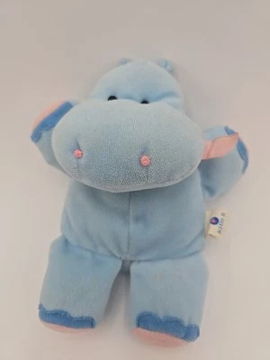 Vintage Kids II 2 Mini Baby Hippopotamus Blue Hippo Stuffed Rattle Plush Lovey - Image 1 of 4