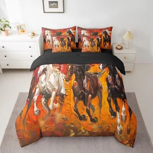 Galloping Horse Bedding Set Horse Comforter Set with Sheets Cute Animal Decor... - Picture 1 of 7