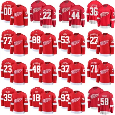 Custom Men's Red Wings All Stitched Red Home Jersey - Image 1 of 2