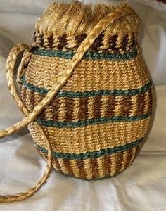Sisal/Raffia/Jute Woven Round Straw Vintage Shoulder Basket Boho Chic Bag - Picture 1 of 9