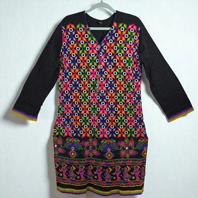 Embroidered Tunic Top Indian Pakistani Kurti Colorful Boho Festival - Image 1 of 4