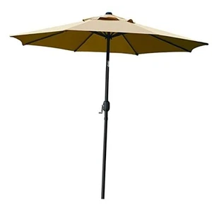 9' Patio Umbrella Outdoor Table Umbrella with 8 Sturdy Ribs (Tan) - Picture 1 of 7