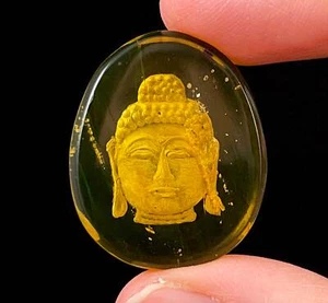 Buda de cristal ámbar - talla, regalo, decoración del hogar, piedras de cristales curativos, 52550 - Imagen 1 de 4