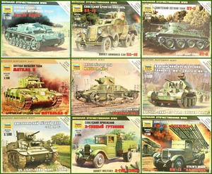 1:100 Panzer ZIS 5 Cruser BA-10 Matilda I II BT 5 Sd Wfz Stug Stuart tank Zvezda - Picture 1 of 20