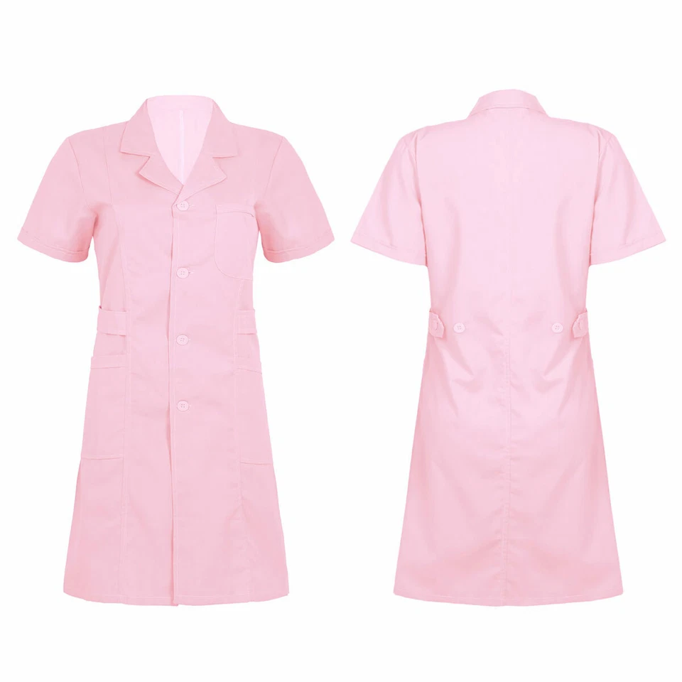 Womens Adult Lab Coat Scrub Medical Doctor's Nurse Hospital Jacket Uniform Dress - Image 1 of 1
