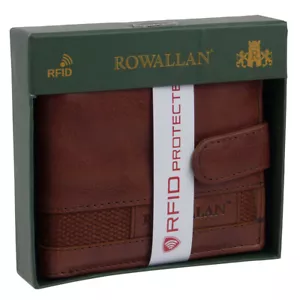 Mens Tri-Fold Buffalo Leather Tab Wallet by Rowallan of Scotland Gift Box - Picture 1 of 7