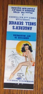 PIN-UP GIRLIE MATCHBOOK COVER: ANGERER SHELL TANKSTELLE INDIANAPOLIS, IN -D17 - Bild 1 von 2