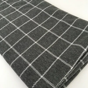 Gray stretch jersey knit grid print fabric 32"W x63”L mid to heavy weight - Picture 1 of 8