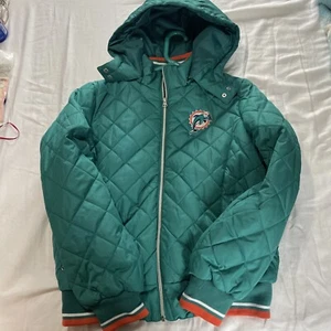 Miami Dolphins Women Jacket NFL Embroidered Size L - Picture 1 of 3
