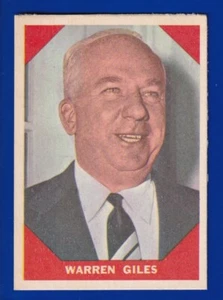 Warren Giles NL PRESIDENT 1960 FLEER #73 EN MUY BUEN ESTADO-EX SIN PLIEGUES - Imagen 1 de 2