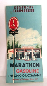 Vintage Marathon Gas Map Kentucky Tennessee Road Map 1956 - GL-5 - Bild 1 von 9