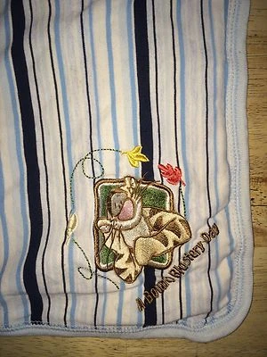 Детское одеяло Tigger Blue из хлопка упругое Blustery Day Disney с двойной подкладкой в полоску - Изображение 1 из 4