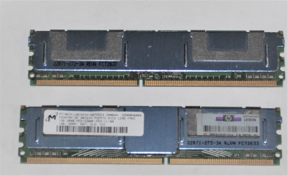  MEMORY 1 GB 2Rx8 PC2 5300F 555 METAL COVER PAIR CHIP SCHOOL SURPLUS - Image 1 of 1