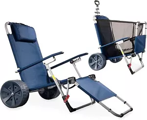 CampAir 2in1 Handwagen Faltbar zur Strandliege Bollerwagen PU Räder Blau Wie Neu - Bild 1 von 3